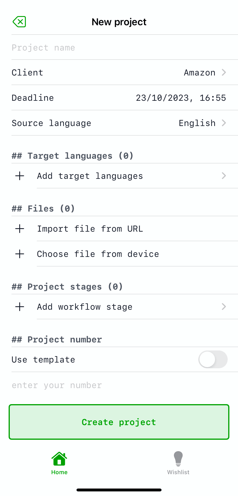 create new Smartcat project